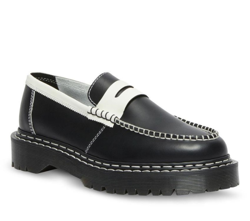 Penton Bex Ds Loafer Dr.martens Botas Negro Con Borde Blanco/blanco