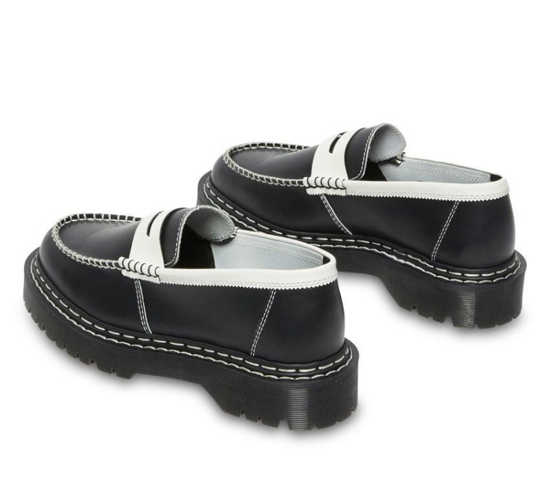 Penton Bex Ds Loafer Dr.martens Botas Negro Con Borde Blanco/blanco