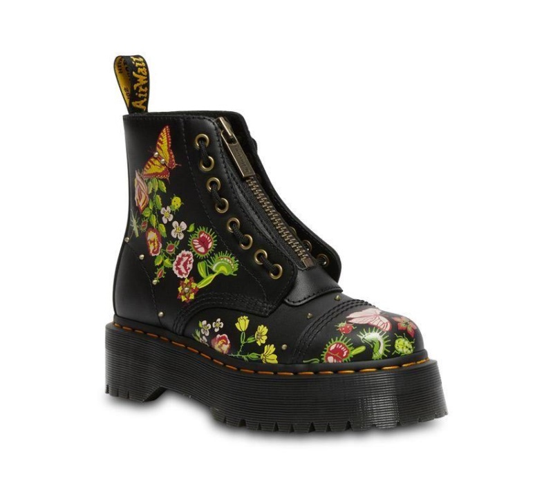 Sinclair Floral Bloom Dr.martens Botas Negras