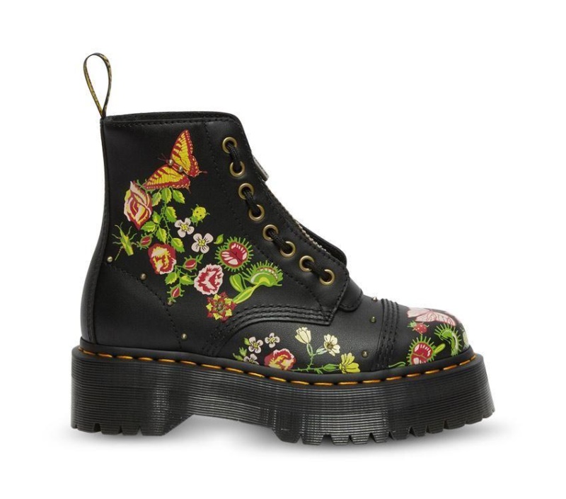 Sinclair Floral Bloom Dr.martens Botas Negras