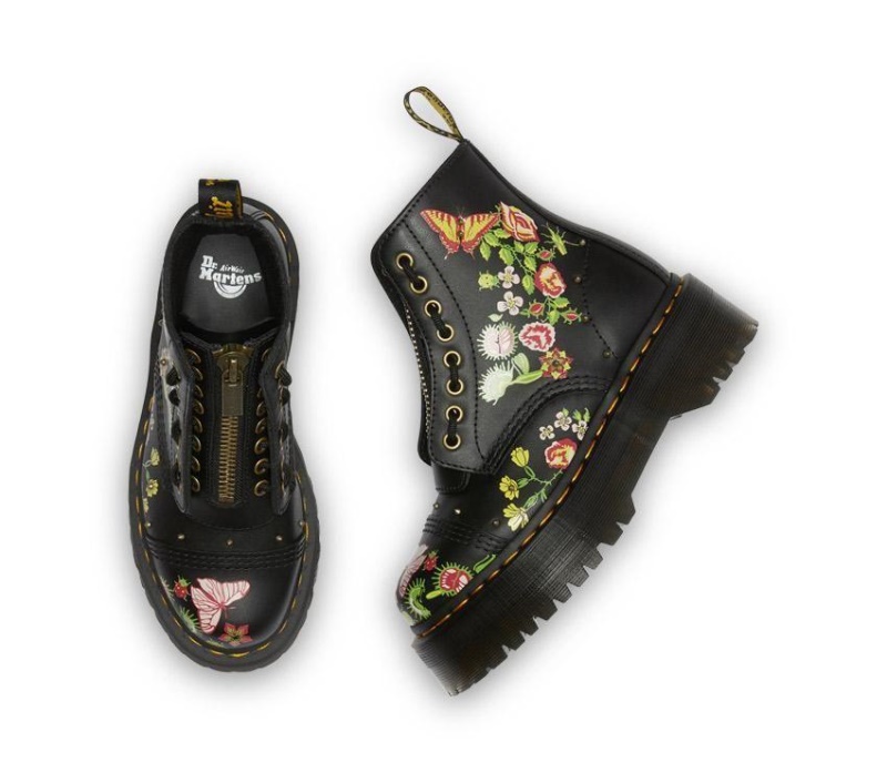 Sinclair Floral Bloom Dr.martens Botas Negras