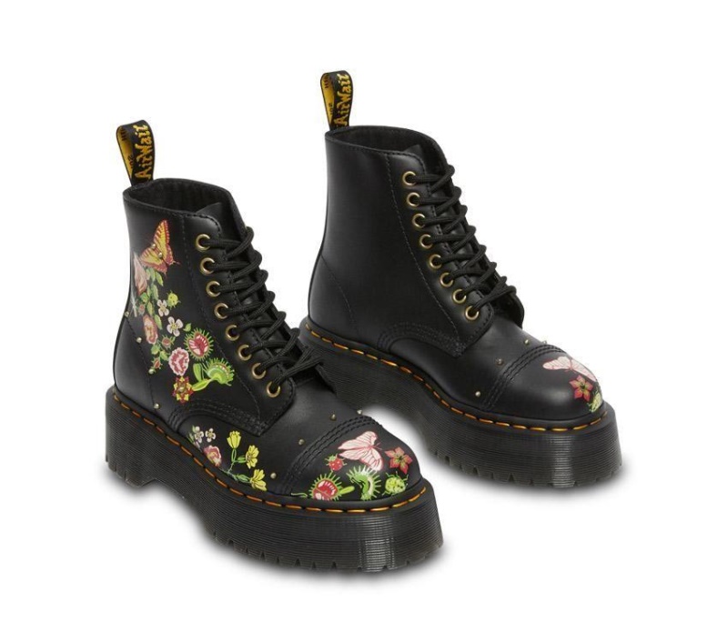 Sinclair Floral Bloom Dr.martens Botas Negras