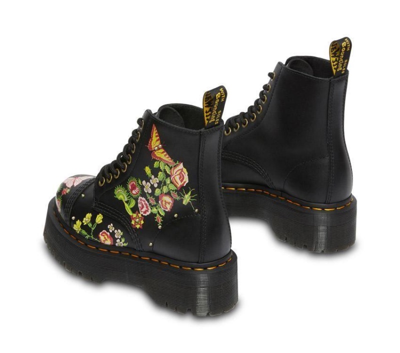 Sinclair Floral Bloom Dr.martens Botas Negras