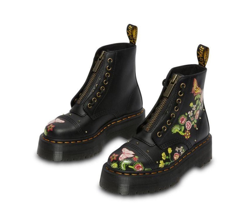 Sinclair Floral Bloom Dr.martens Botas Negras