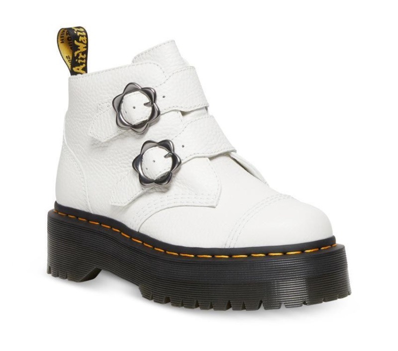 Botas Dr.martens De Napa Fresada Blanca Flor Devon 2 Correas