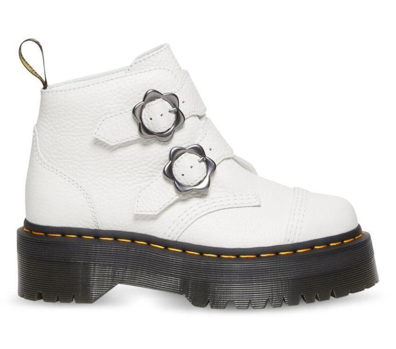 Botas Dr.martens De Napa Fresada Blanca Flor Devon 2 Correas