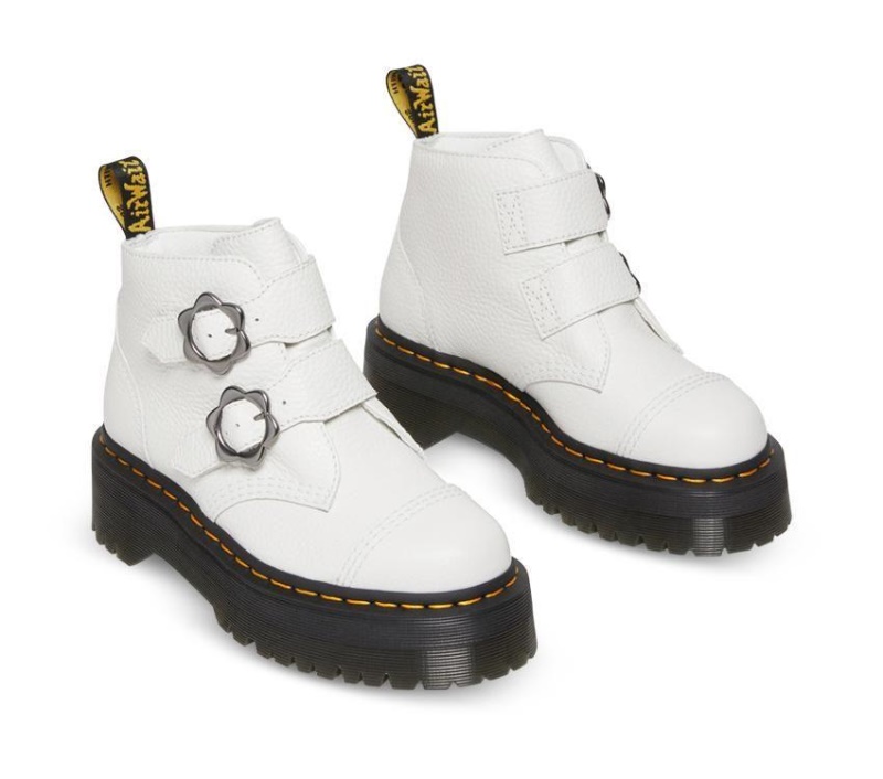 Botas Dr.martens De Napa Fresada Blanca Flor Devon 2 Correas