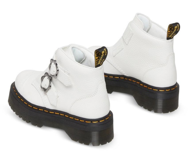 Botas Dr.martens De Napa Fresada Blanca Flor Devon 2 Correas
