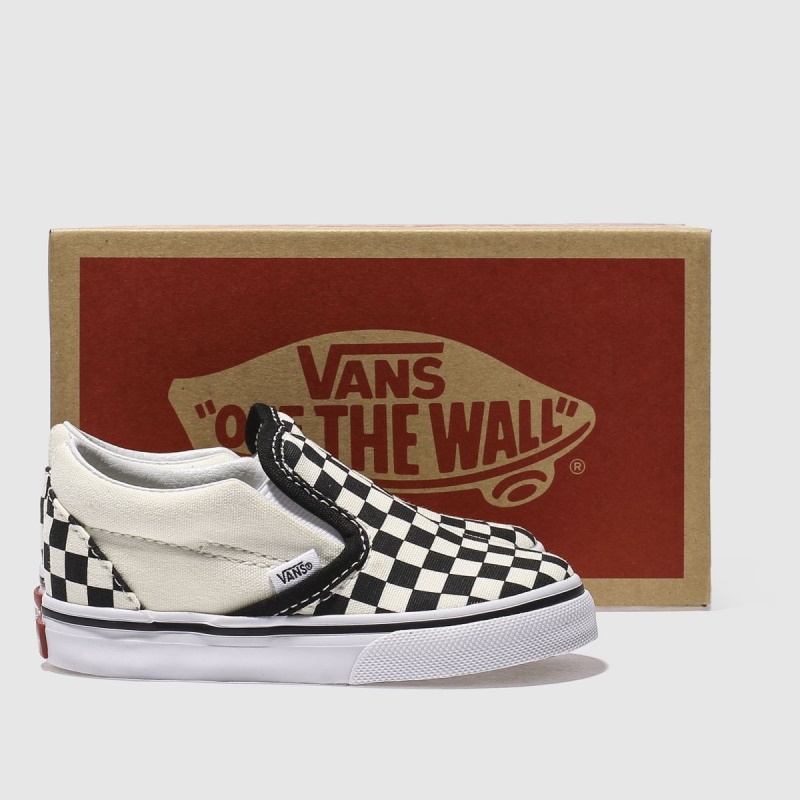 Dr.martens Botas Vans Classic Slip-on Zapatillas De Deporte Negro-crema Para Niños Pequeños