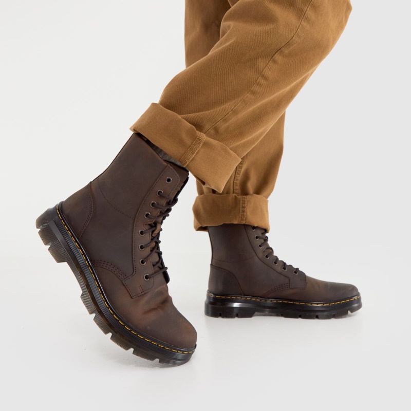 Marrón Dr Martens Peines Botas De Cuero Dr.martens Botas