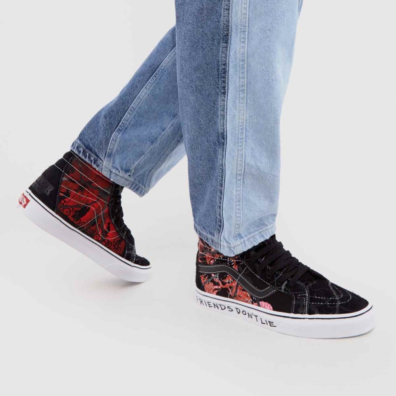Dr.martens Negro Rojo Botas Vans Stranger Things Sk8-hi Zapatillas De Deporte Reedición