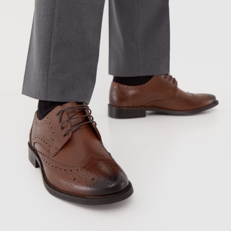 Marrones Dr.martens Botas Schuh Zapatos Brogue De Cuero Rowland