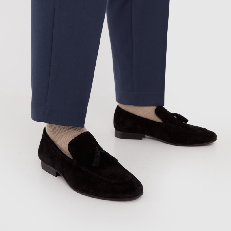 Negro Dr.martens Botas Schuh Rhett Mocasines Con Borlas