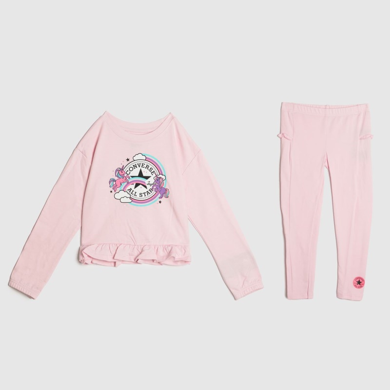 Conjunto De Converse Ruffle Crew Y Leggings Dr.martens Botas Rosa Pálido