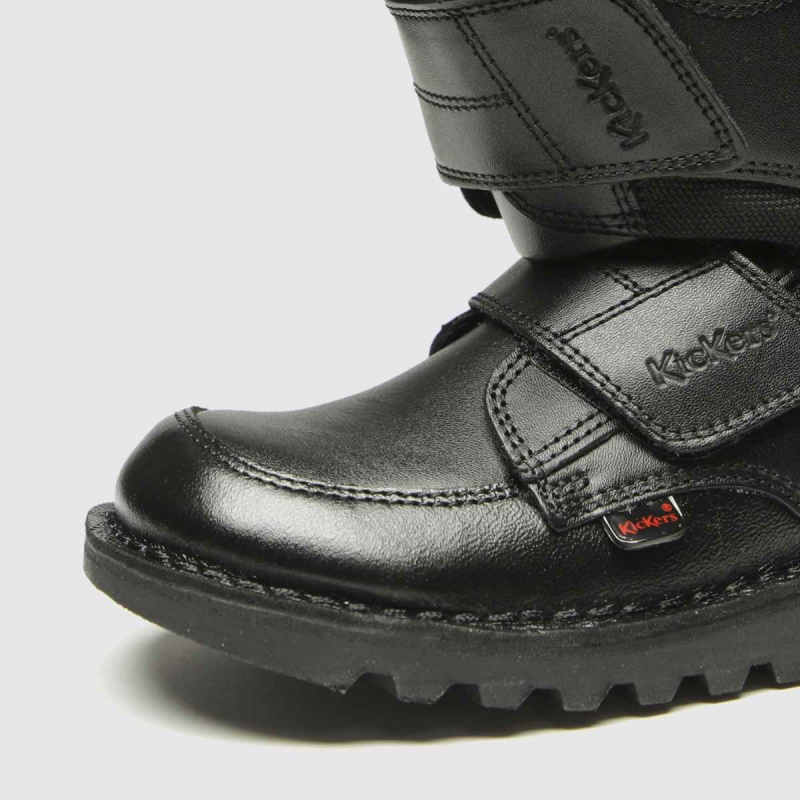 Kickers Scuff Lo Niños Júnior Zapatos Negro Dr.martens Botas
