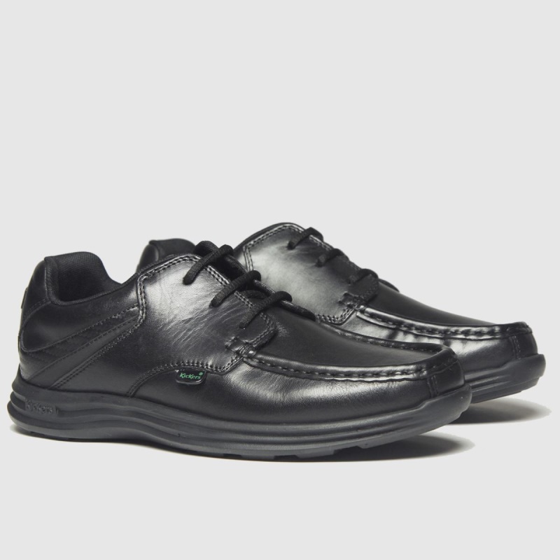 Negro Dr.martens Botas Kickers Reasan Encaje Niños Zapatos Juveniles