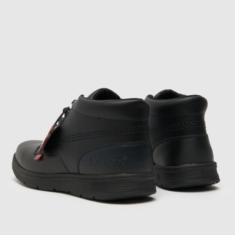 Negro Dr.martens Botas Kickers Kelland Encaje Niños Jóvenes Botas