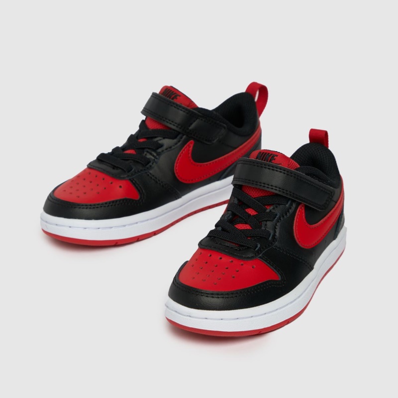 Nike Court Borough Low 2 Niños Júnior Trainers Dr.martens Botas Negro Rojo
