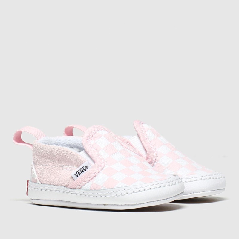 Vans Slip-on V Crib Girls Baby Trainers Dr.martens Botas Blanco-rosa
