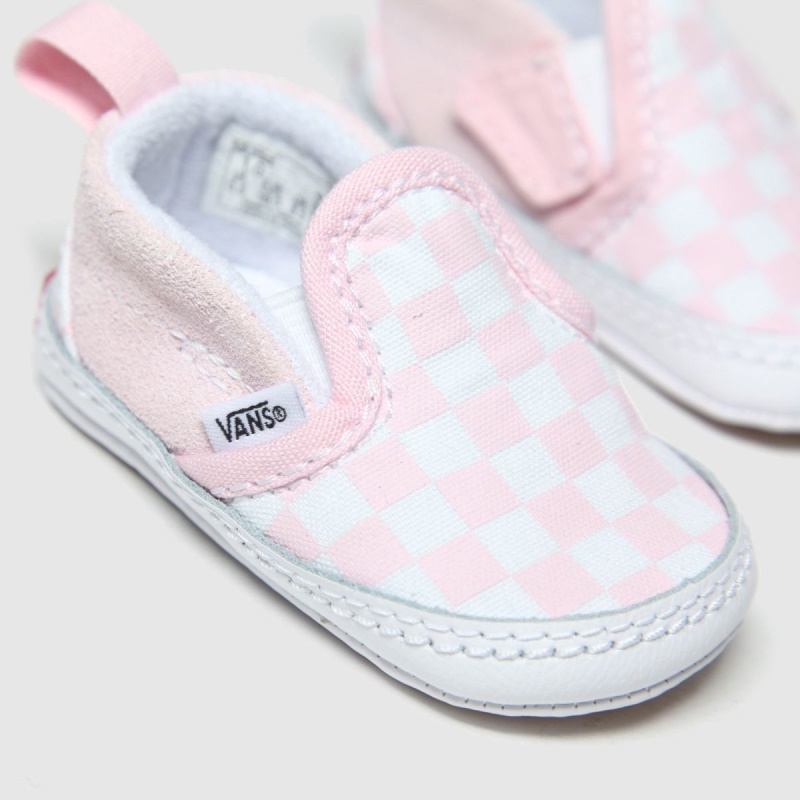 Vans Slip-on V Crib Girls Baby Trainers Dr.martens Botas Blanco-rosa