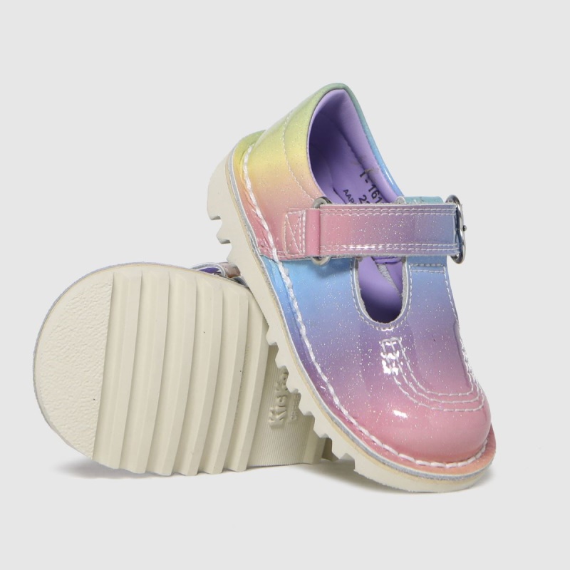 Kickers T-bar Arcoíris Zapatos Para Niñas Pequeñas Multi Dr.martens Botas