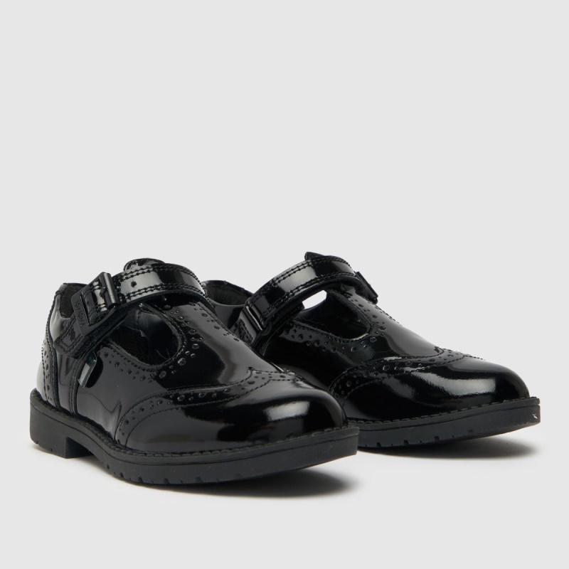 Negro Kickers Lachly Brogue T-bar Niñas Zapatos Para Niños Pequeños Dr.martens Botas