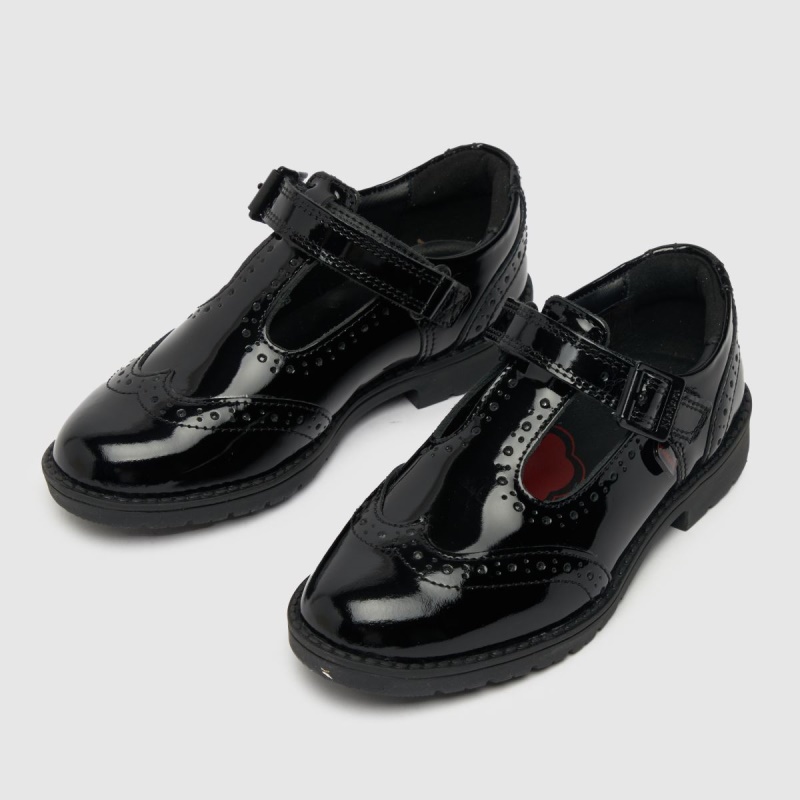 Negro Kickers Lachly Brogue T-bar Niñas Zapatos Para Niños Pequeños Dr.martens Botas