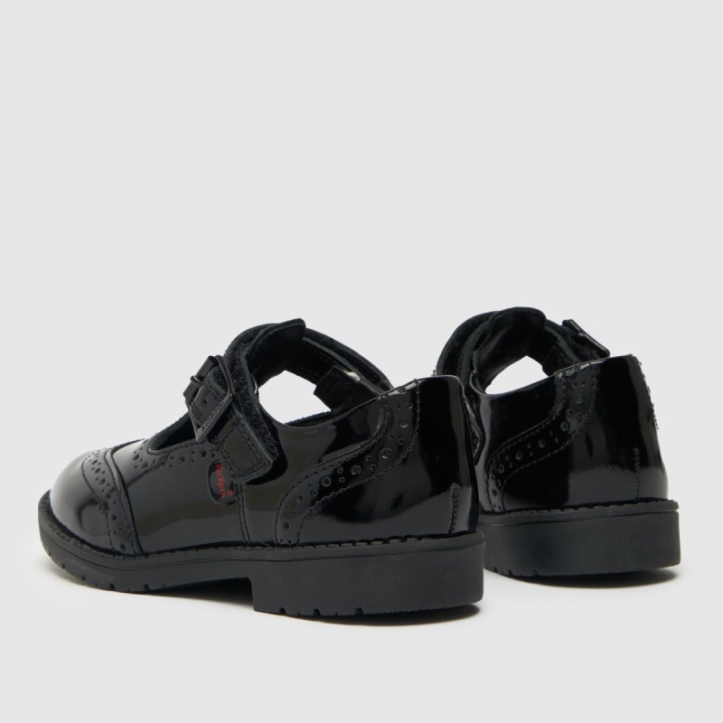 Negro Kickers Lachly Brogue T-bar Niñas Zapatos Para Niños Pequeños Dr.martens Botas
