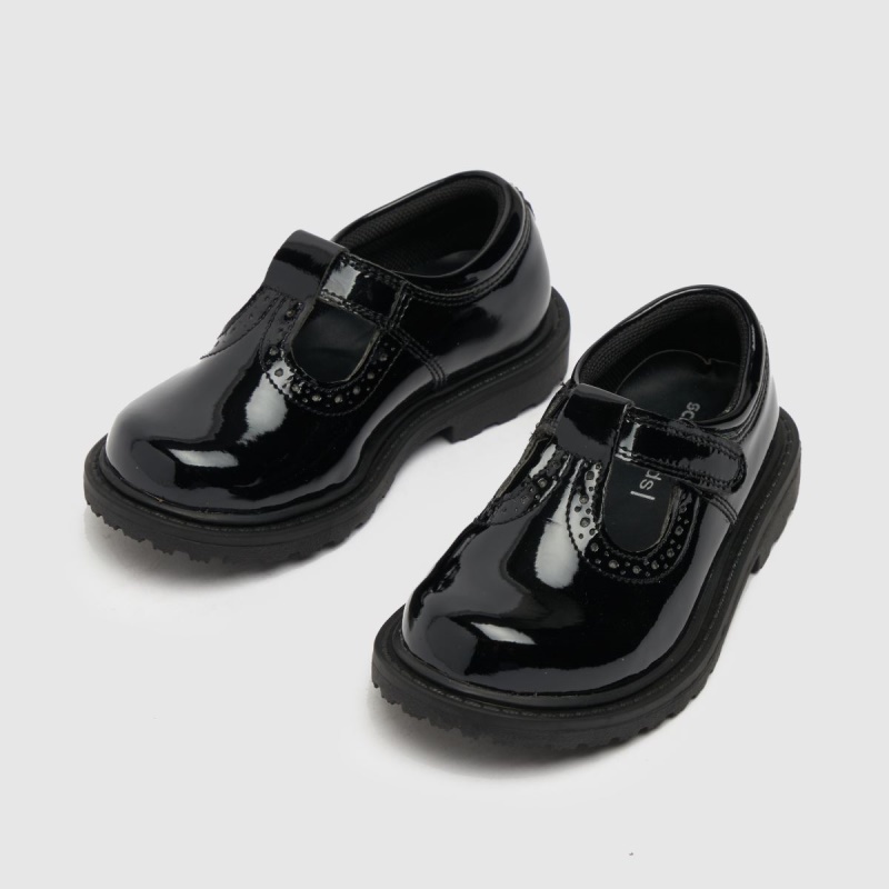 Dr.martens Botas Schuh Lock Charol T-bar Niñas Zapatos Para Niños Pequeños Negro