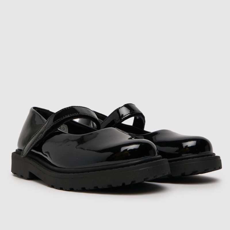 Negro Dr.martens Botas Schuh Laguna Charol Júnior Zapatos Niña