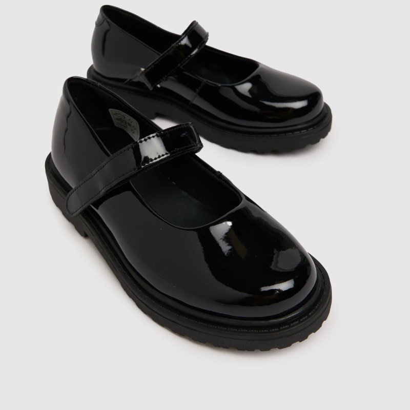 Negro Dr.martens Botas Schuh Laguna Charol Júnior Zapatos Niña