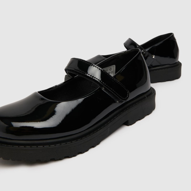 Negro Dr.martens Botas Schuh Laguna Charol Júnior Zapatos Niña