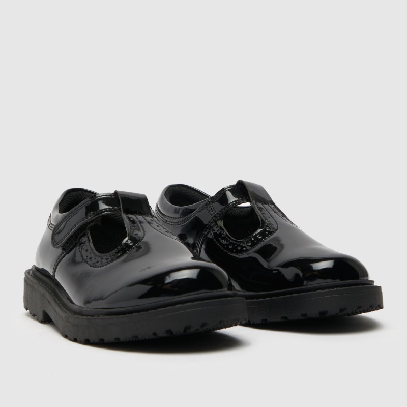 Negro Dr.martens Botas Schuh Lock Charol T Bar Niñas Júnior Zapatos