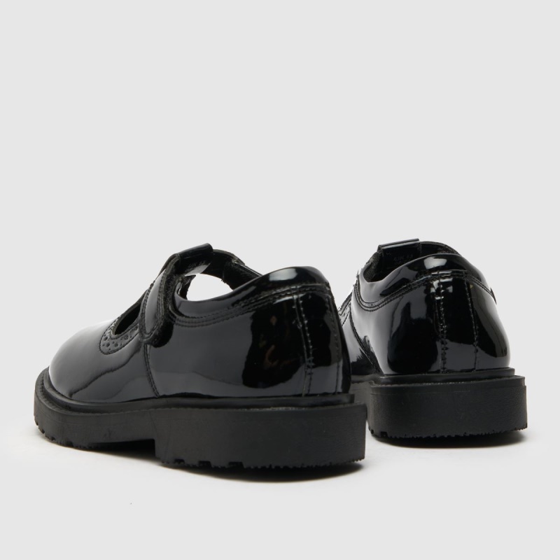 Negro Dr.martens Botas Schuh Lock Charol T Bar Niñas Júnior Zapatos