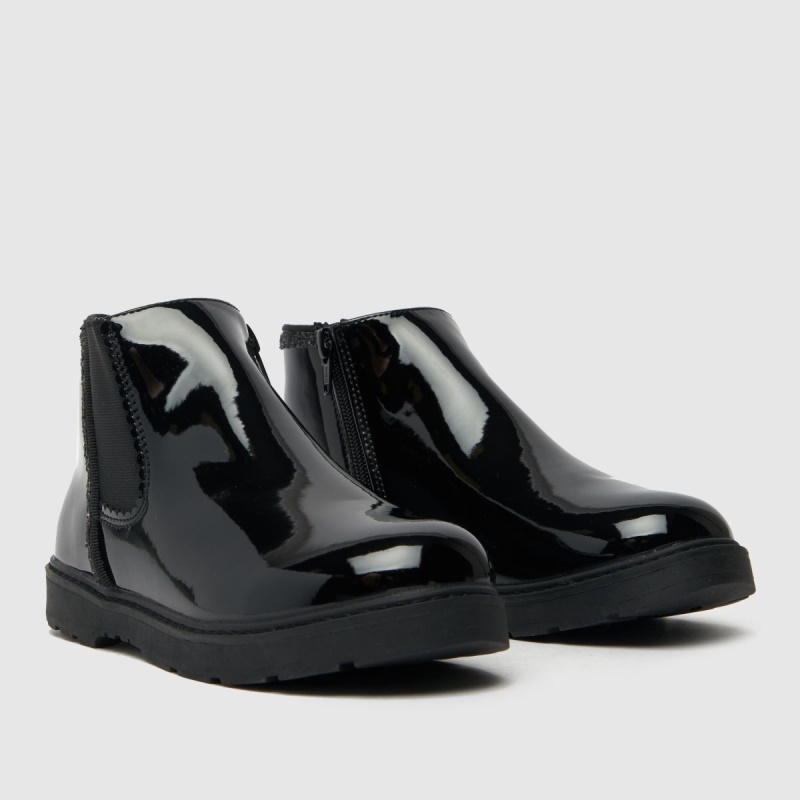 Dr.martens Botas Júnior Chelsea De Charol Schuh Para Niñas Botas Negras