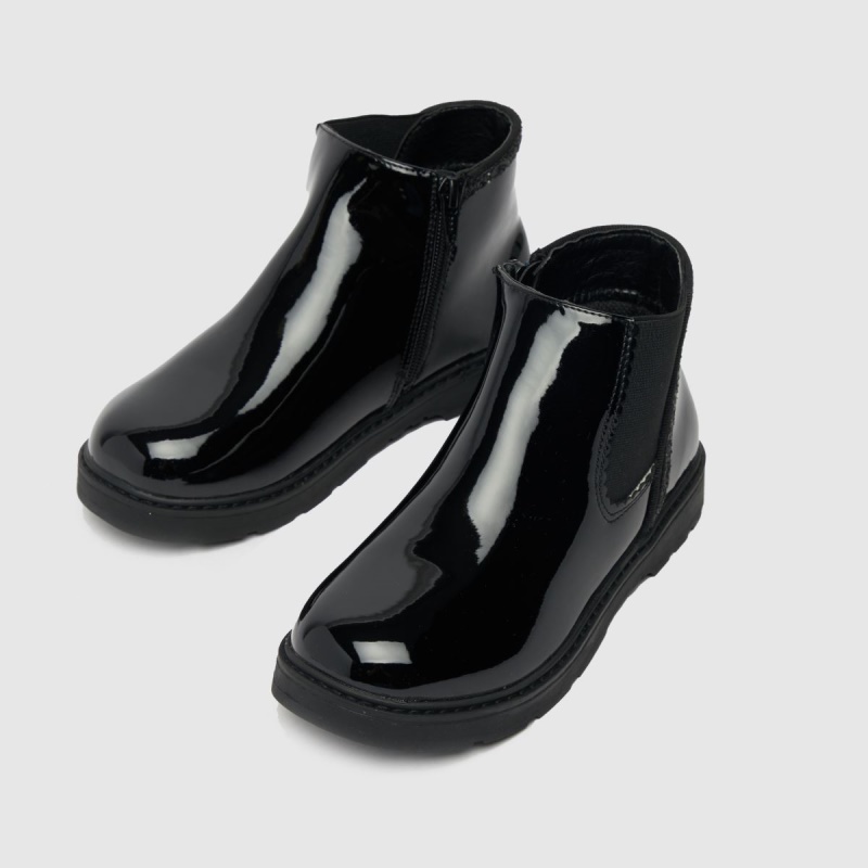 Dr.martens Botas Júnior Chelsea De Charol Schuh Para Niñas Botas Negras