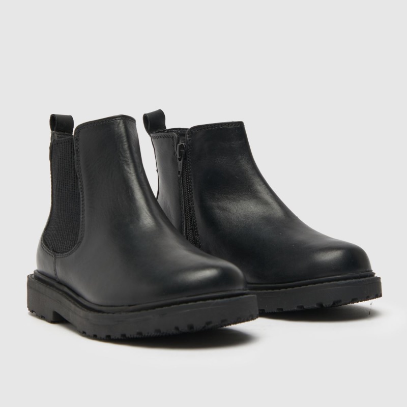 Negro Dr.martens Botas Schuh Botas Júnior De Niña Chelsea Inteligente