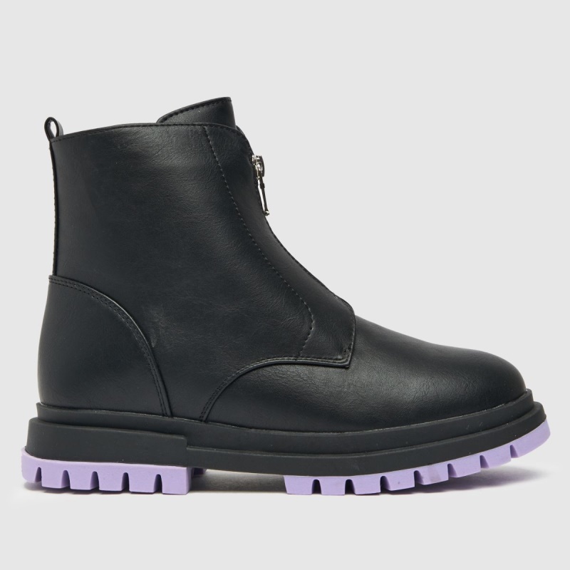 Dr.martens Botas Schuh Lindas Cremalleras Delanteras Botas Juveniles Niña Negro-morado