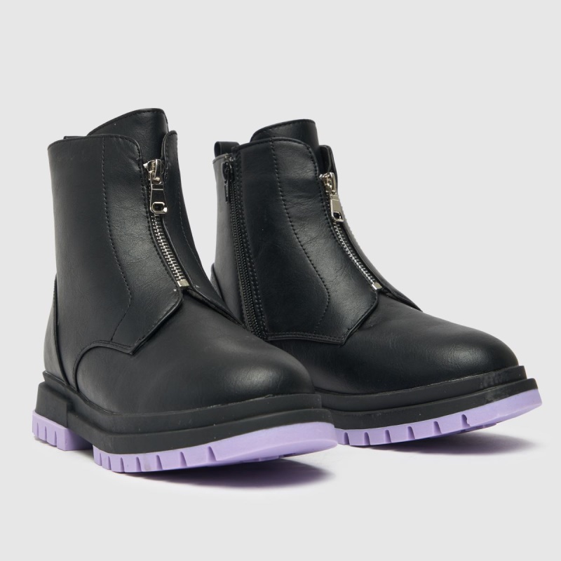 Dr.martens Botas Schuh Lindas Cremalleras Delanteras Botas Juveniles Niña Negro-morado