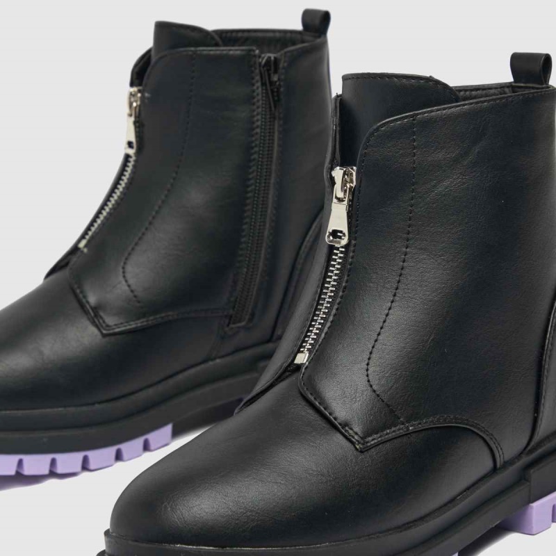 Dr.martens Botas Schuh Lindas Cremalleras Delanteras Botas Juveniles Niña Negro-morado