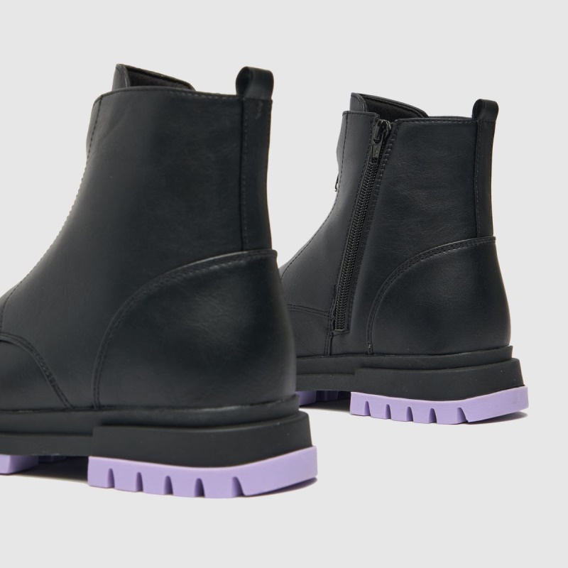 Dr.martens Botas Schuh Lindas Cremalleras Delanteras Botas Juveniles Niña Negro-morado