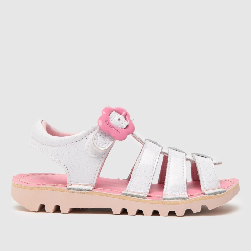 Dr.martens Botas Kickers Fleur Niñas Sandalias Para Niños Pequeños Blanco-rosa