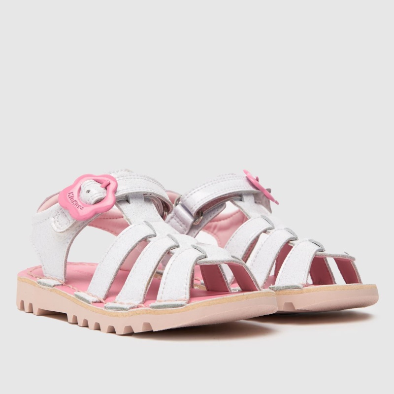 Dr.martens Botas Kickers Fleur Niñas Sandalias Para Niños Pequeños Blanco-rosa