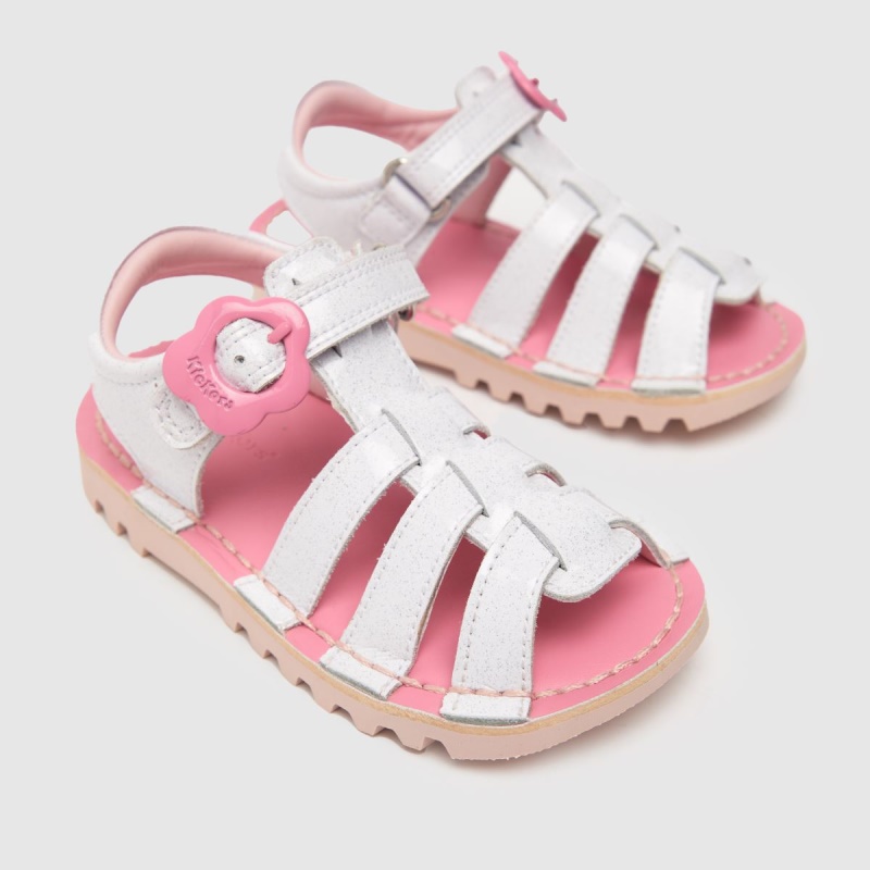 Dr.martens Botas Kickers Fleur Niñas Sandalias Para Niños Pequeños Blanco-rosa