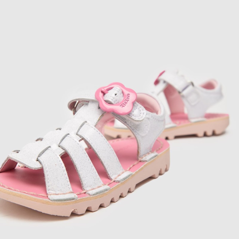 Dr.martens Botas Kickers Fleur Niñas Sandalias Para Niños Pequeños Blanco-rosa