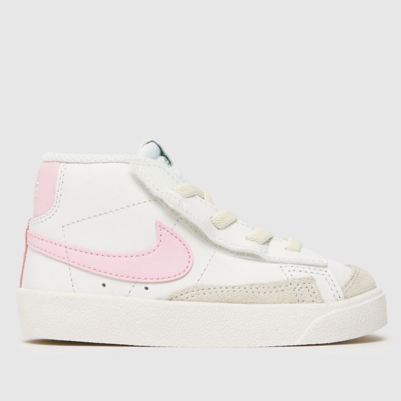 Nike Blazer Mid 77 - Zapatillas De Deporte Para Niñas Pequeñas, Color Rosa Y Blanco
