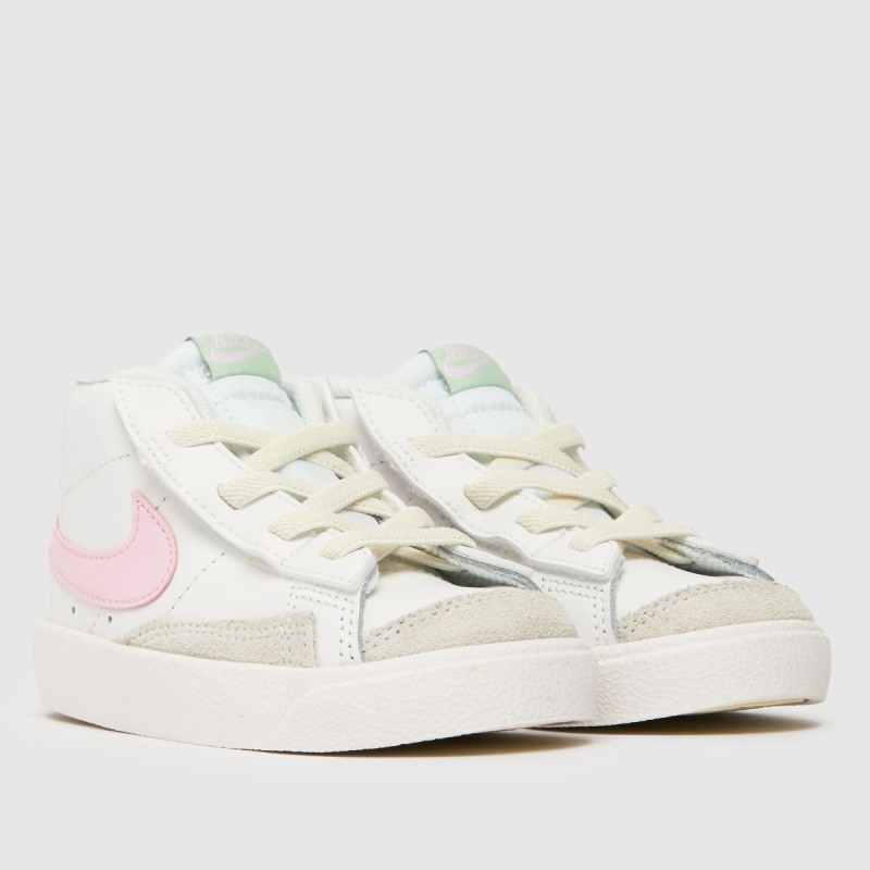 Nike Blazer Mid 77 - Zapatillas De Deporte Para Niñas Pequeñas, Color Rosa Y Blanco