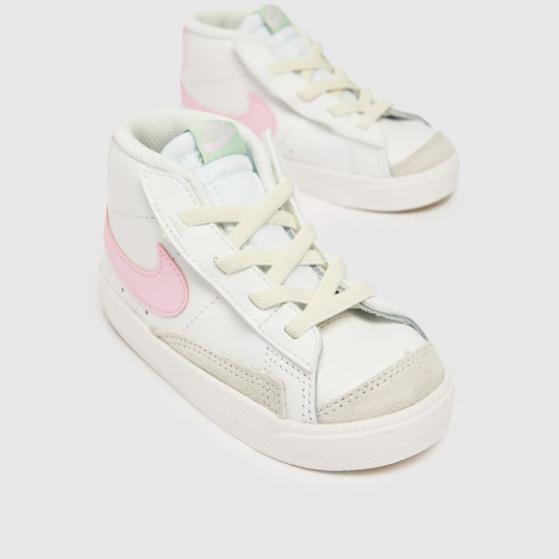 Nike Blazer Mid 77 - Zapatillas De Deporte Para Niñas Pequeñas, Color Rosa Y Blanco