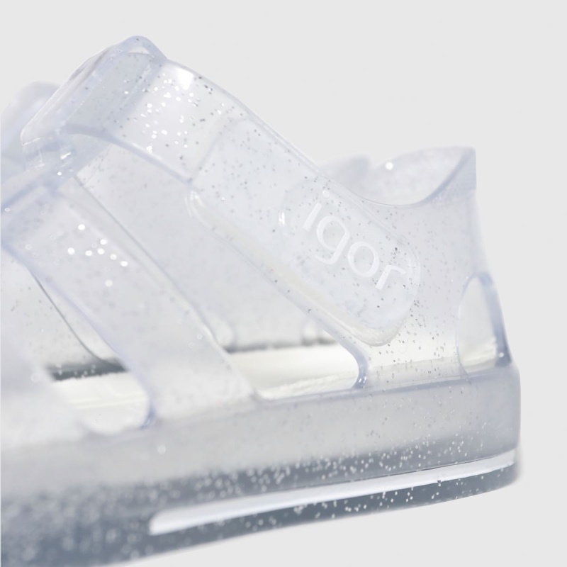 Dr. Martens - Sandalias Para Niñas Pequeñas Igor Star Glitter Plateadas