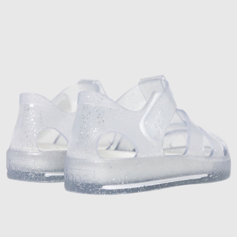 Dr. Martens - Sandalias Para Niñas Pequeñas Igor Star Glitter Plateadas